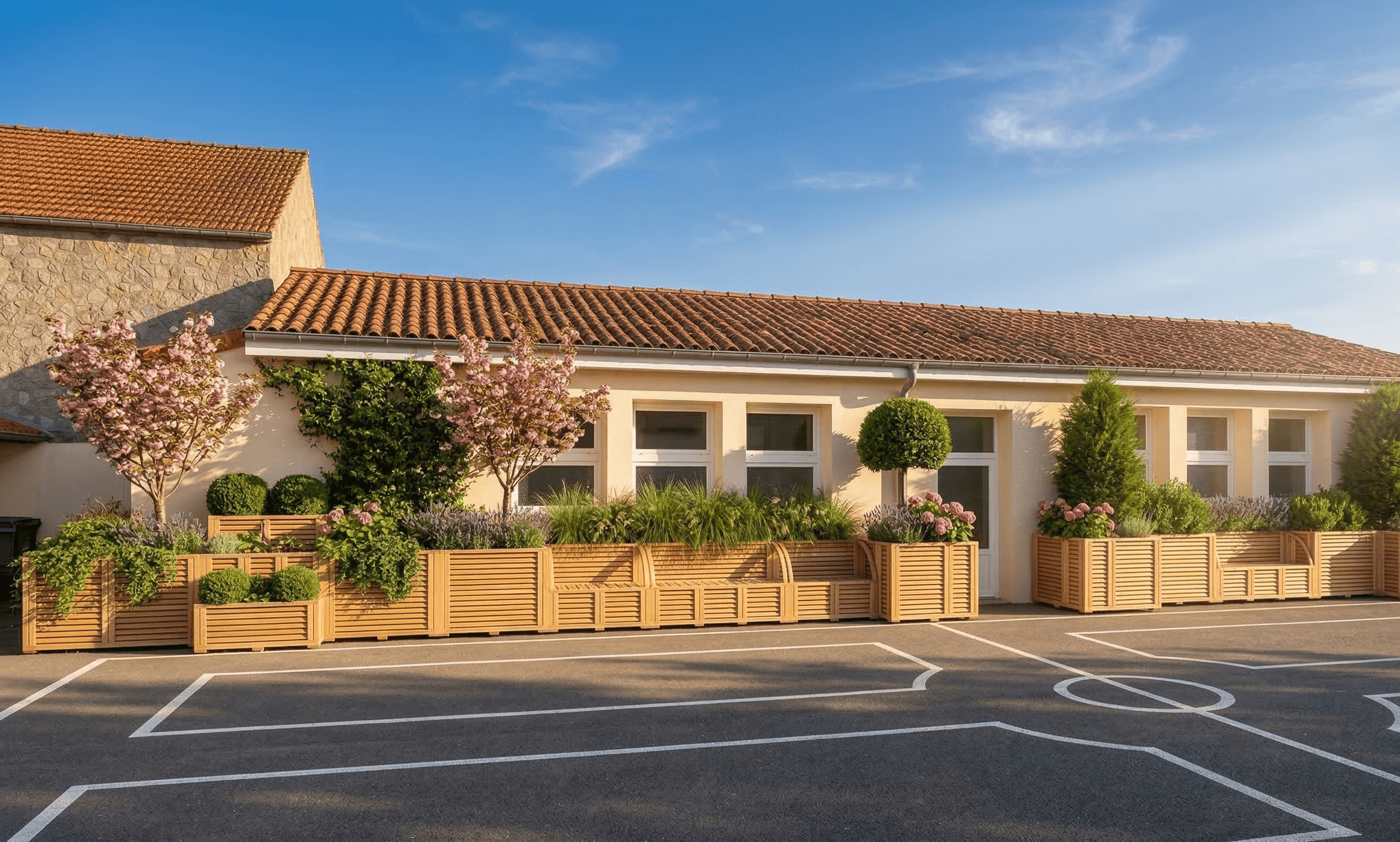 Arboricomposteur Phytopolis — projet écoles, végétalisation urbaine en bois douglas PEFC