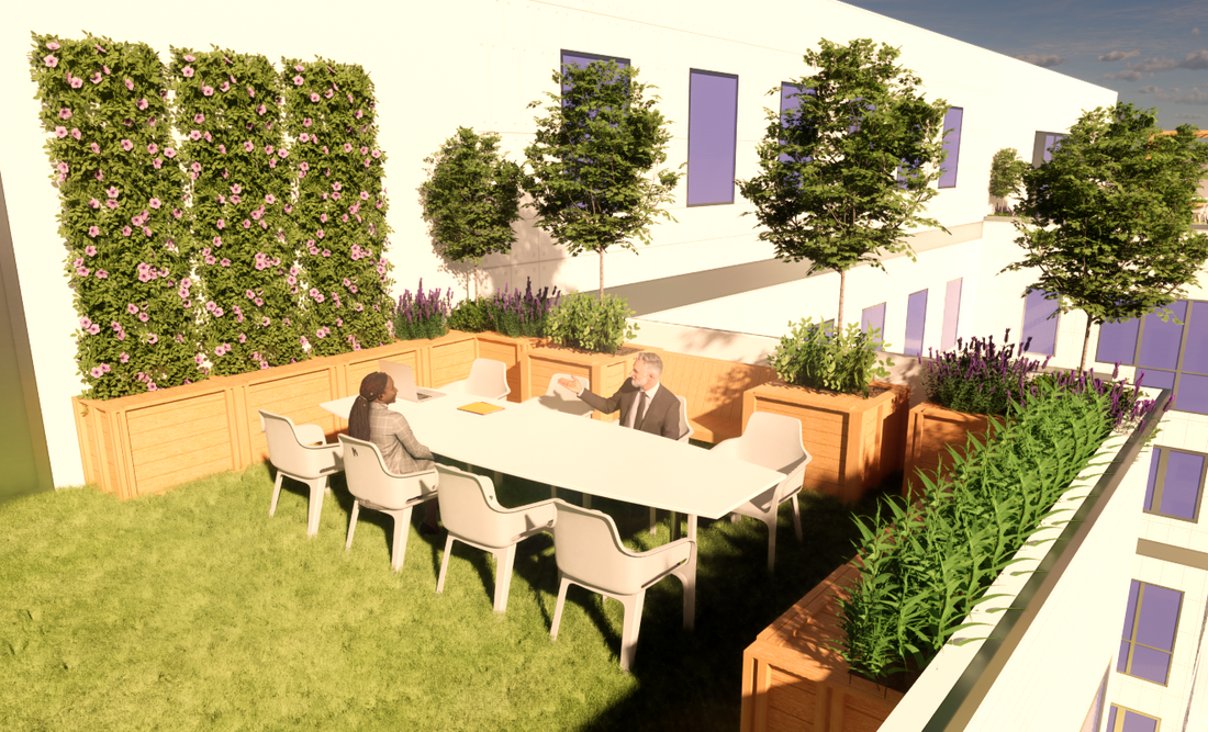 Terrasse végétalisée de restaurant